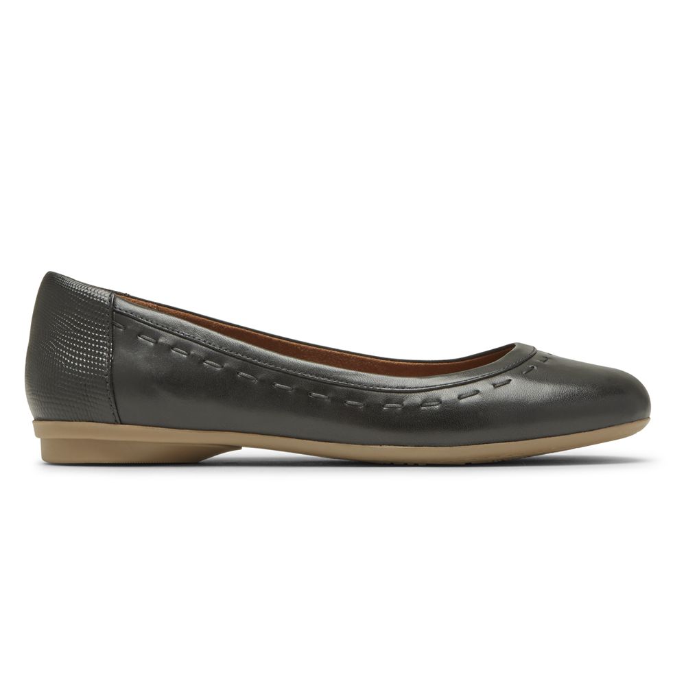 Rockport Women's Cobb Hill Maiika Flat Ballet - Black - USA (4093GQTFX)